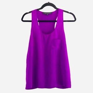 Alexander Wang Tank Top XS Silk Pocket Purple Luxury Solid Monochrome Vibrant